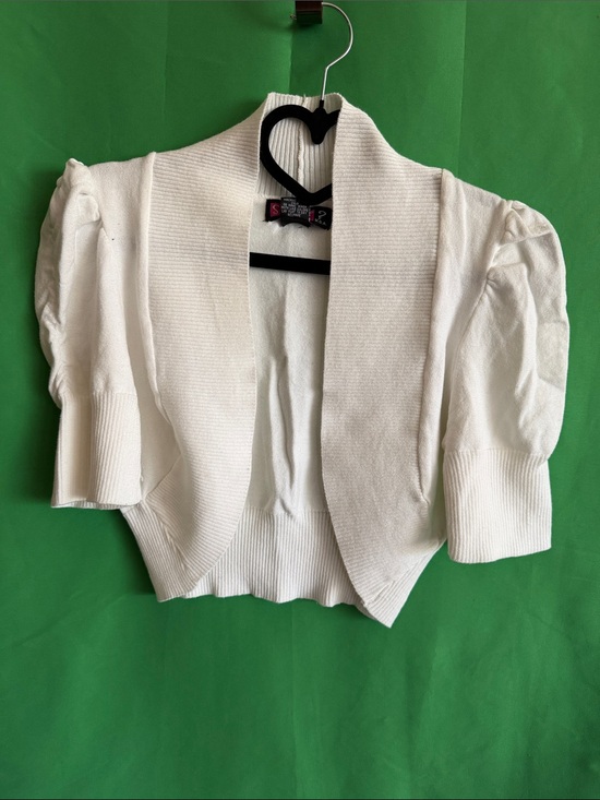 Say What? Sweaters - White Cropped Shawl Collar Cardigan